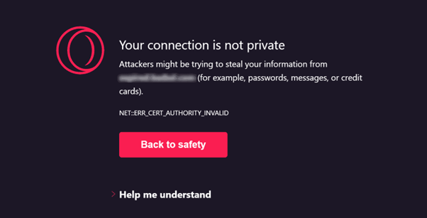 opera prompt connection not secure issue
