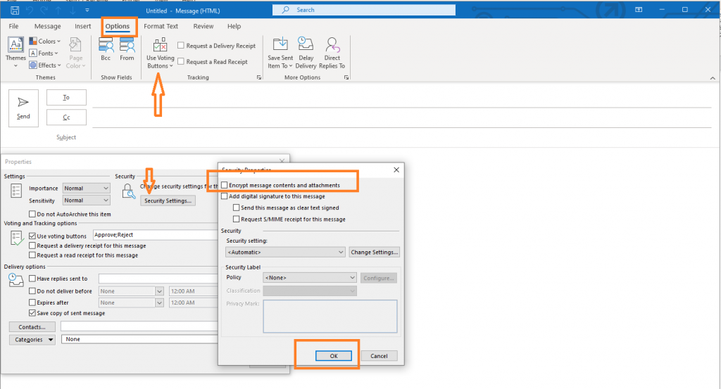 Steps to Encrypt an Email in Outlook