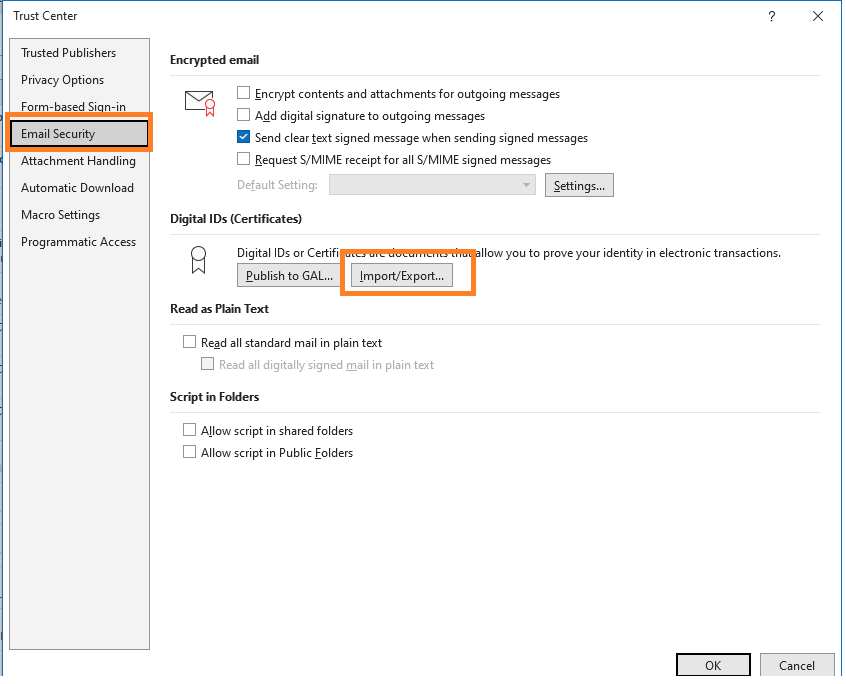 Steps to Import and Export SMIME Certificate in Outlook