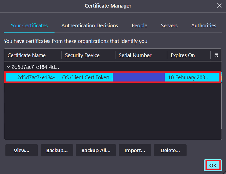 SSL Certificate Manager in Firefox