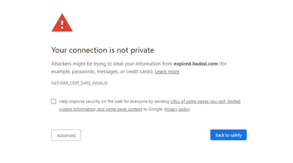 your connection is not private chrome