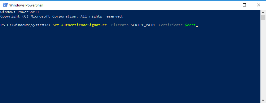 cmdlet to use for powershell code signing
