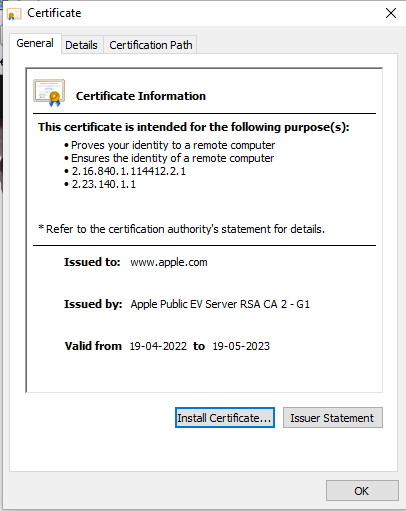 Afficher le certificat SSL Safari