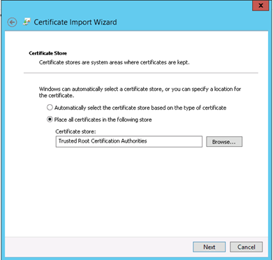 Select Certificate and Place the Path