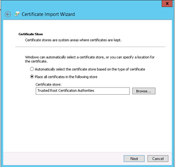 Browse Certificate Store Option
