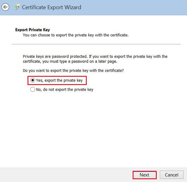 Internet Explorer Export Wizard for Code Signing