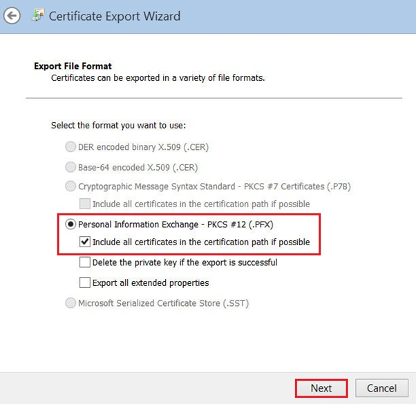 .PFX file export in Internet Explorer for Code Signing