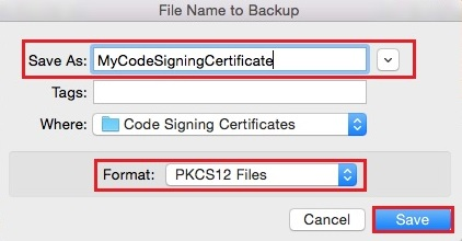 PKCS12 format file backup
