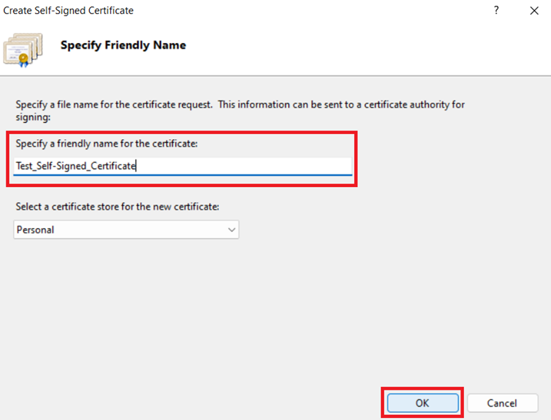 Self-signed Certificate Console in IIS