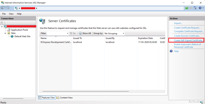 Server Certificates Management Console